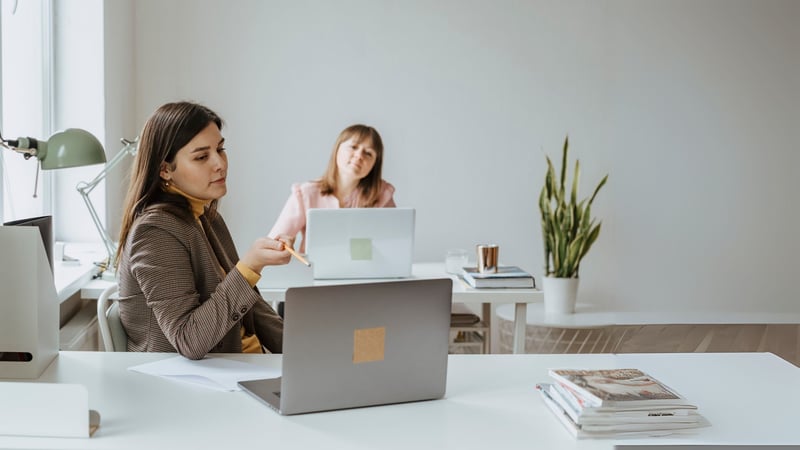 Two women working in an office