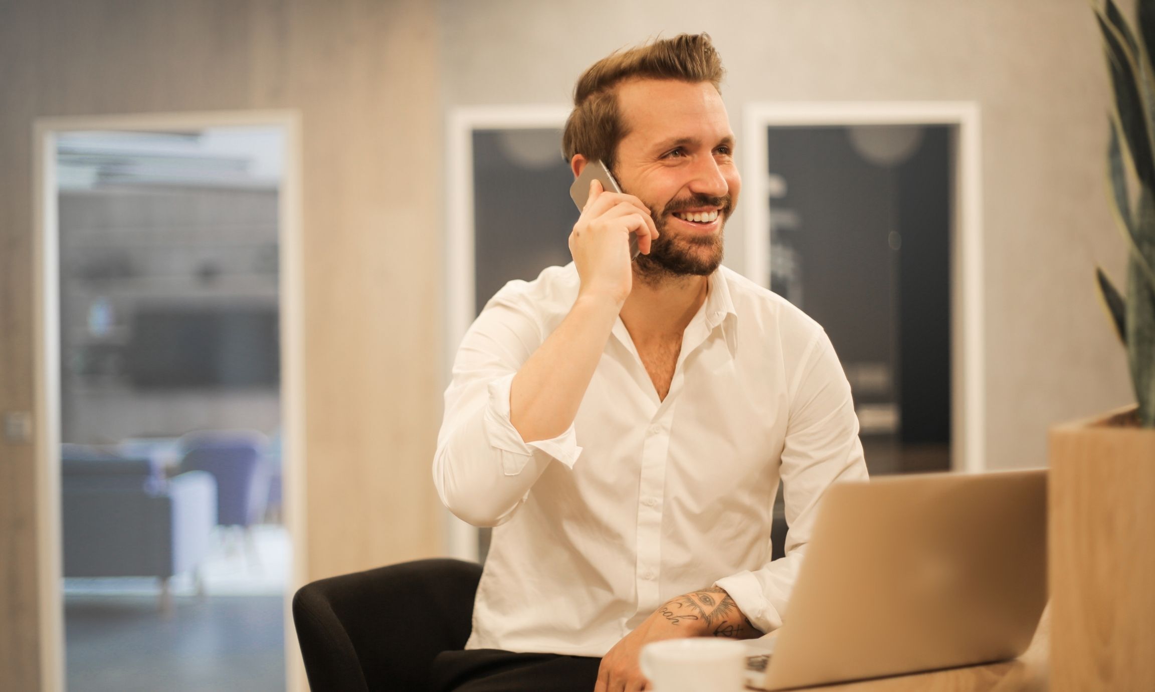 Smiling tech entrepreneur